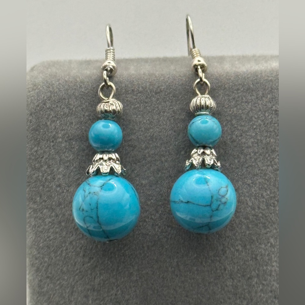 Turquoise and Silver Dangle Earrings